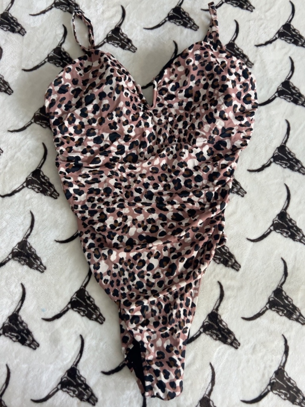 Time and Tru Leopard Print One Piece Swimsuit XL 16-18 Ruched Padded